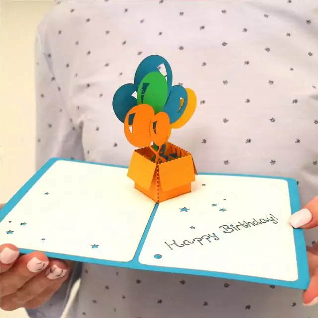Happy Birthday Greeting Card with 3D Box of Balloons