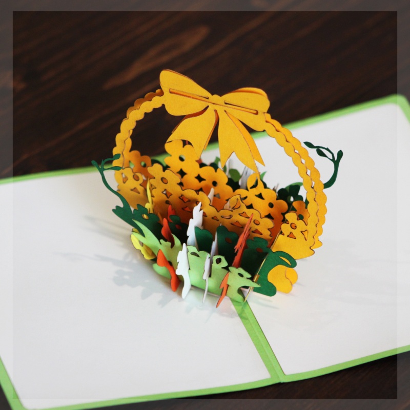 Flowers in the basket 3D Greeting Card