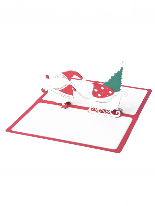 Merry Christmas Greeting Card with 3D Santa Claus