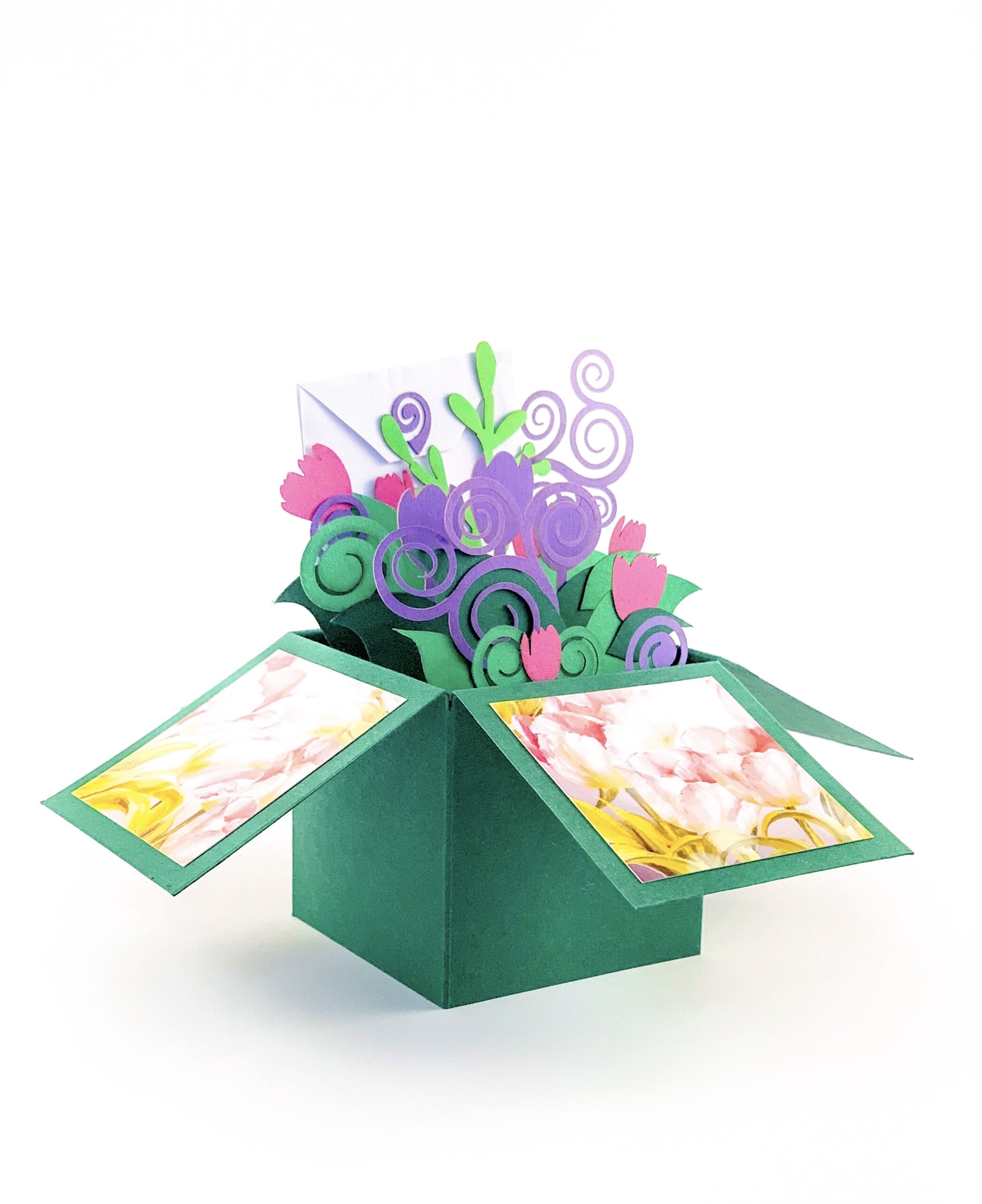 Green Flowers 3D Greeting Box