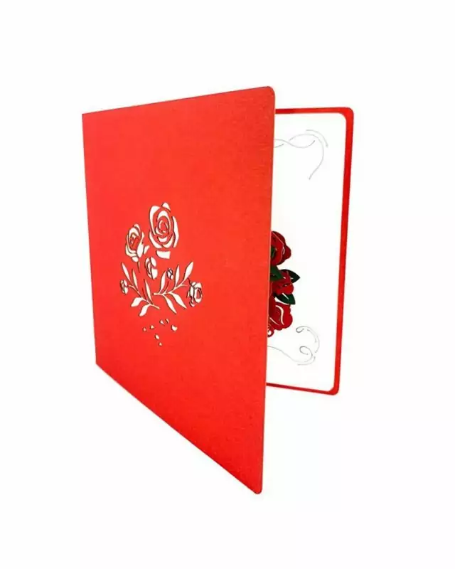 Romantic Greeting Card with Popup Rose Bouquet