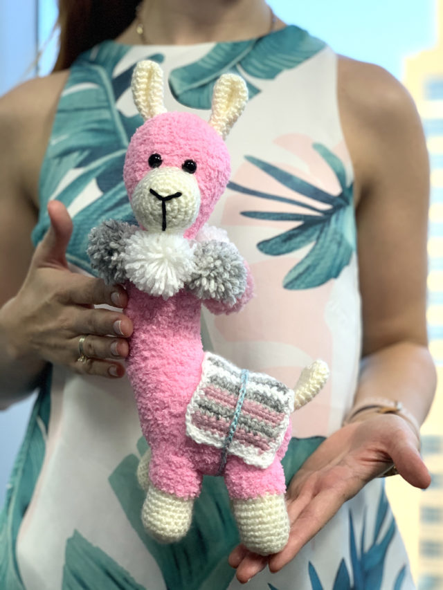 Pink Llama Knitted Toy