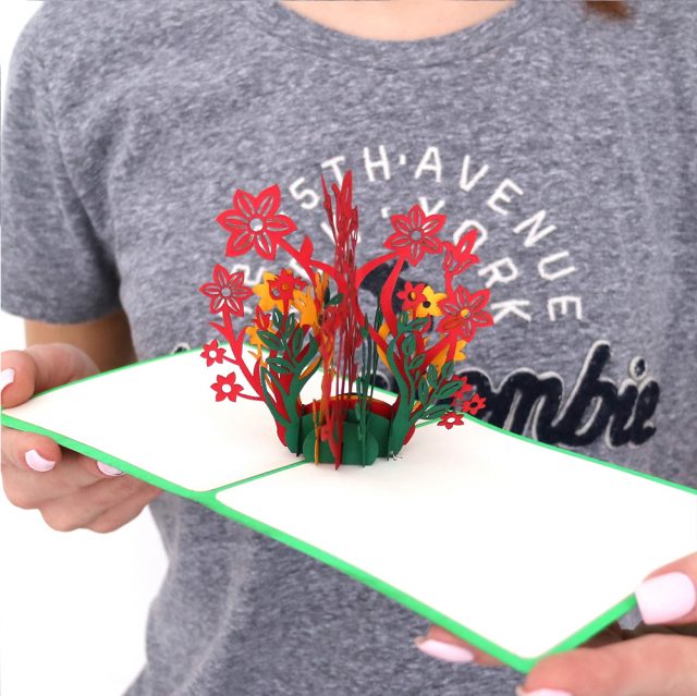 Red flowers 3D Greeting Card