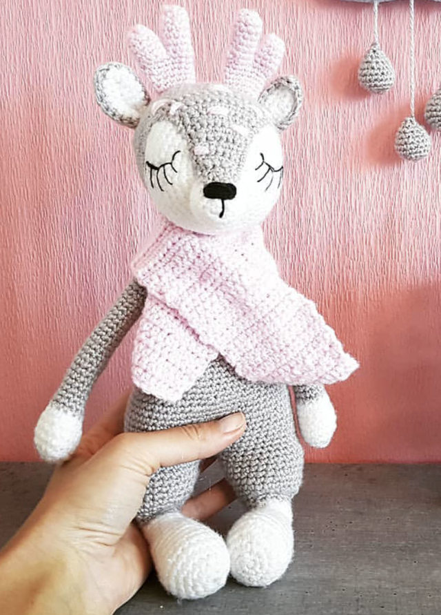 Grey Deer Knitted Toy