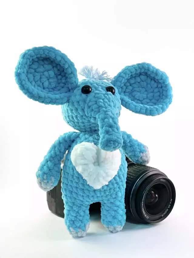 Blue Elephant Knitted Toy