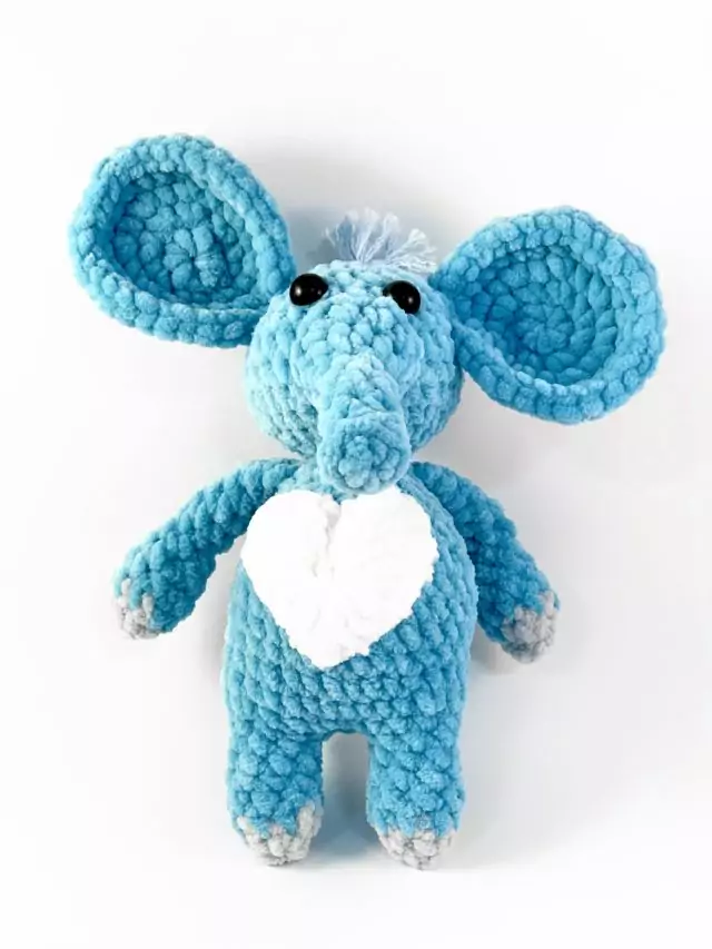 Blue Elephant Knitted Toy