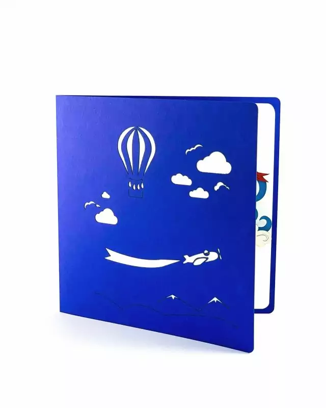 Large 3D Greeting Card with Clouds and Balloons