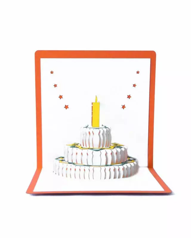 Happy Birthday Greeting Card with 3D Pop-Up Cake