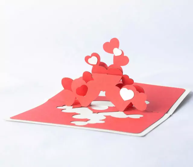 Small Red Romantic Greeting Card with Hearts