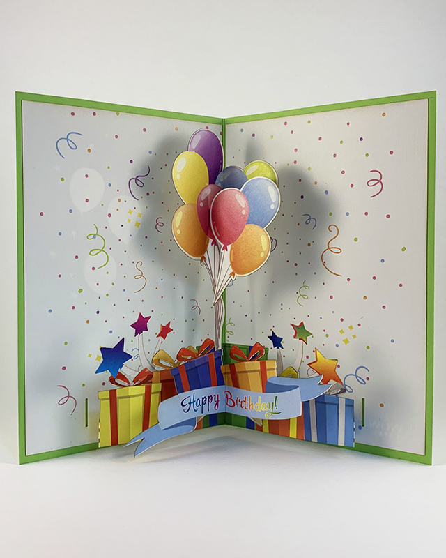 Happy Birthday Greeting Card with 3D Balloons