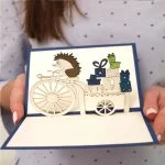 Hedgehog on unicycle 3D Greeting Card