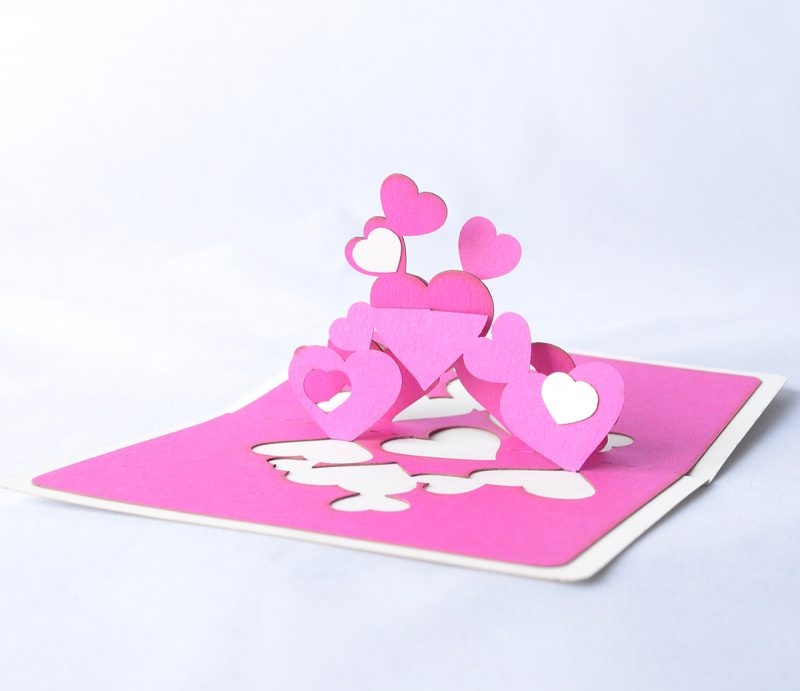 Small Pink Romantic Greeting Card with Hearts