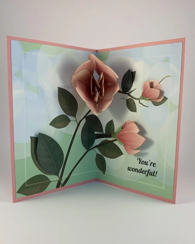 Pink Flowers Greeting Card with "You're Wonderful" Message