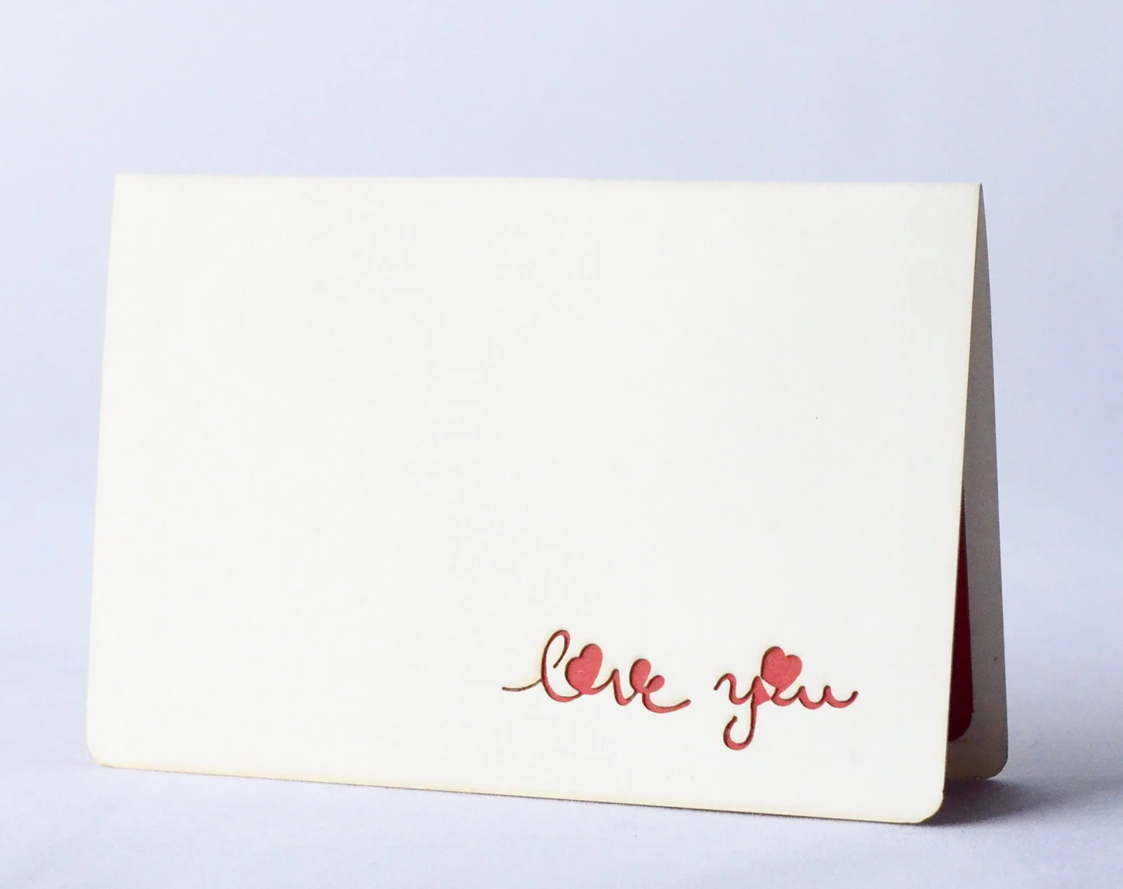 Small Red Romantic Greeting Card with Hearts - Image 2