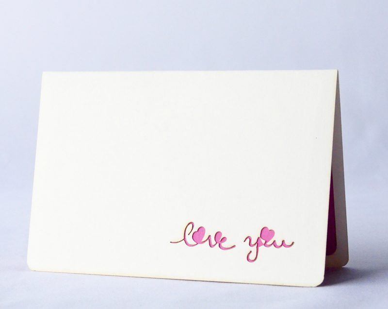 Small Pink Romantic Greeting Card with Hearts - Image 2