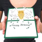 Happy Birthday Greeting Card with 3D Owl