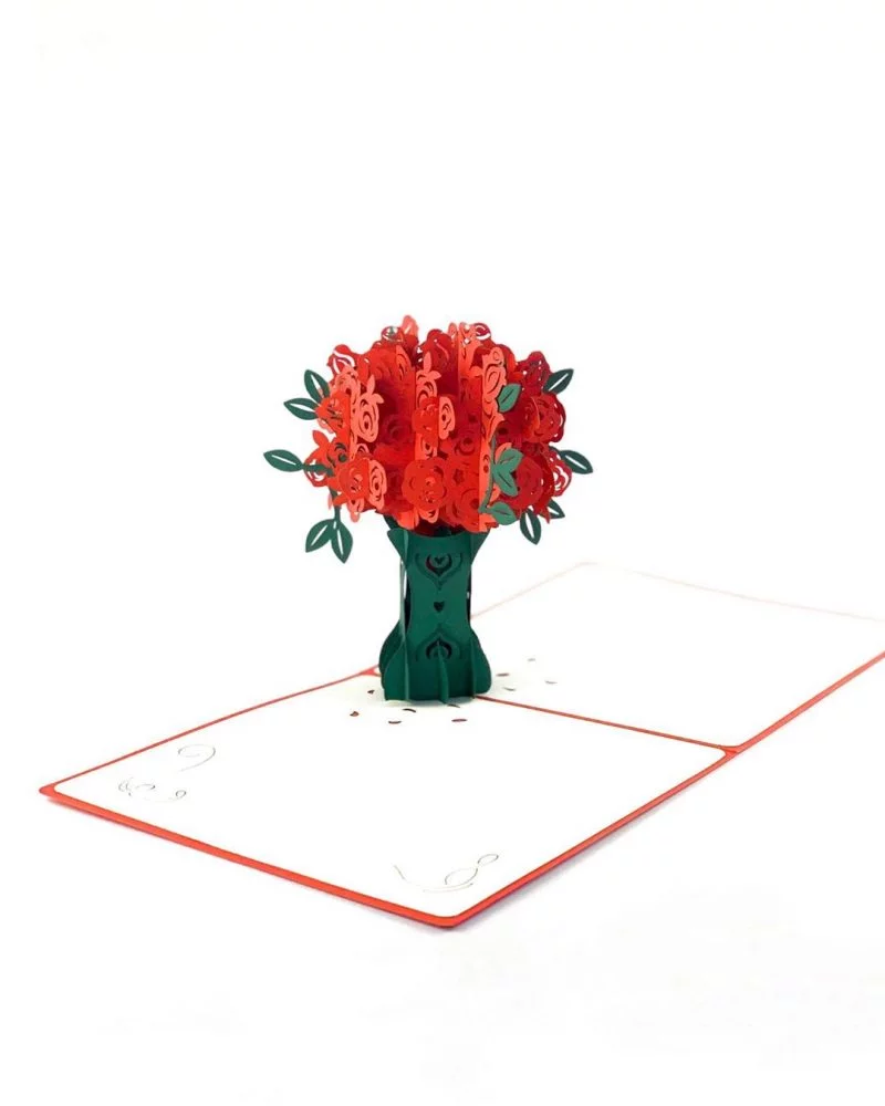 Romantic Greeting Card with Popup Rose Bouquet